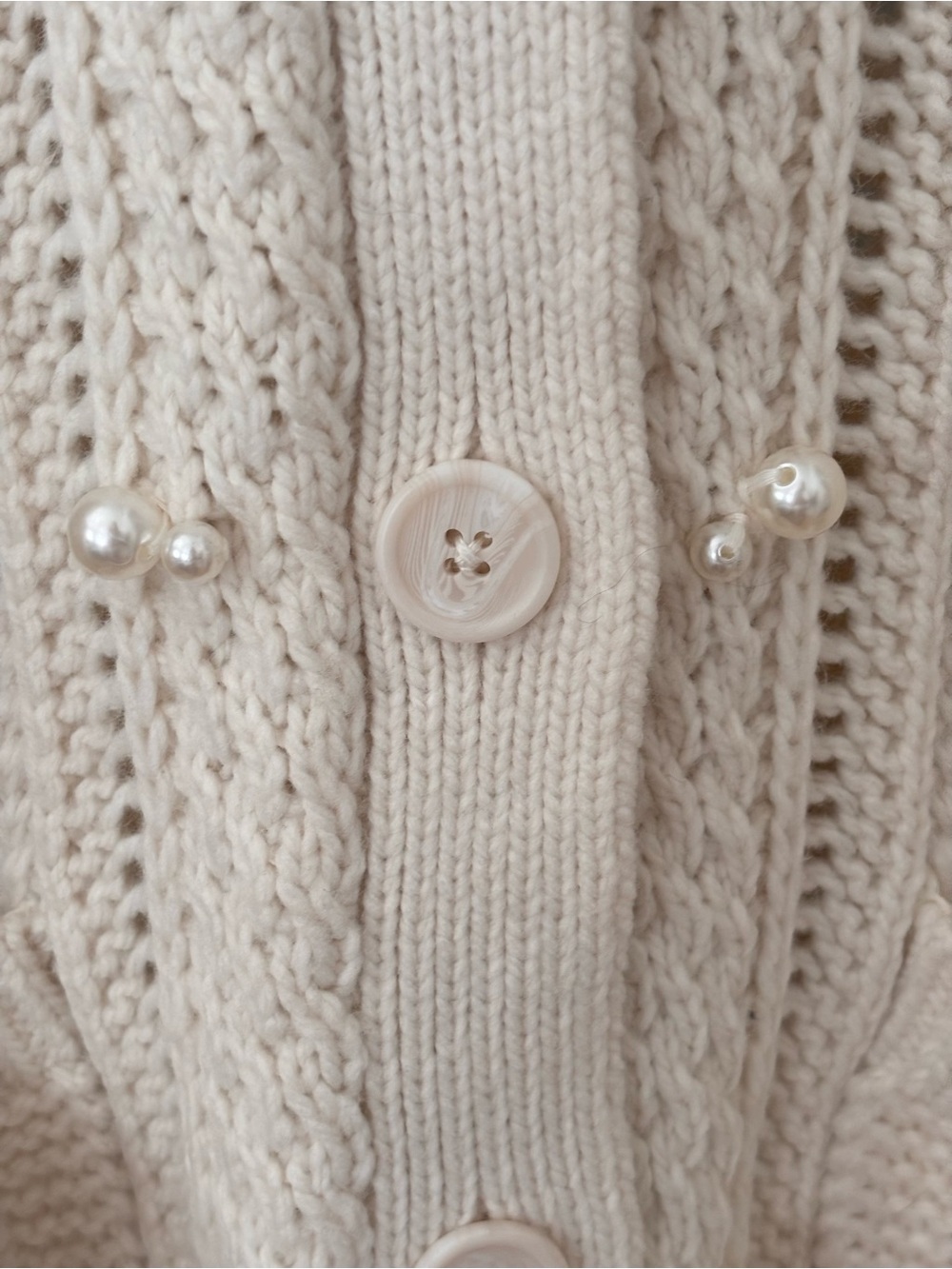 FUTURE COLLECTIVE Oversized Chunky Cardigan Sweater w/ Faux Pearl Accents Sz XX - Picture 5 of 12